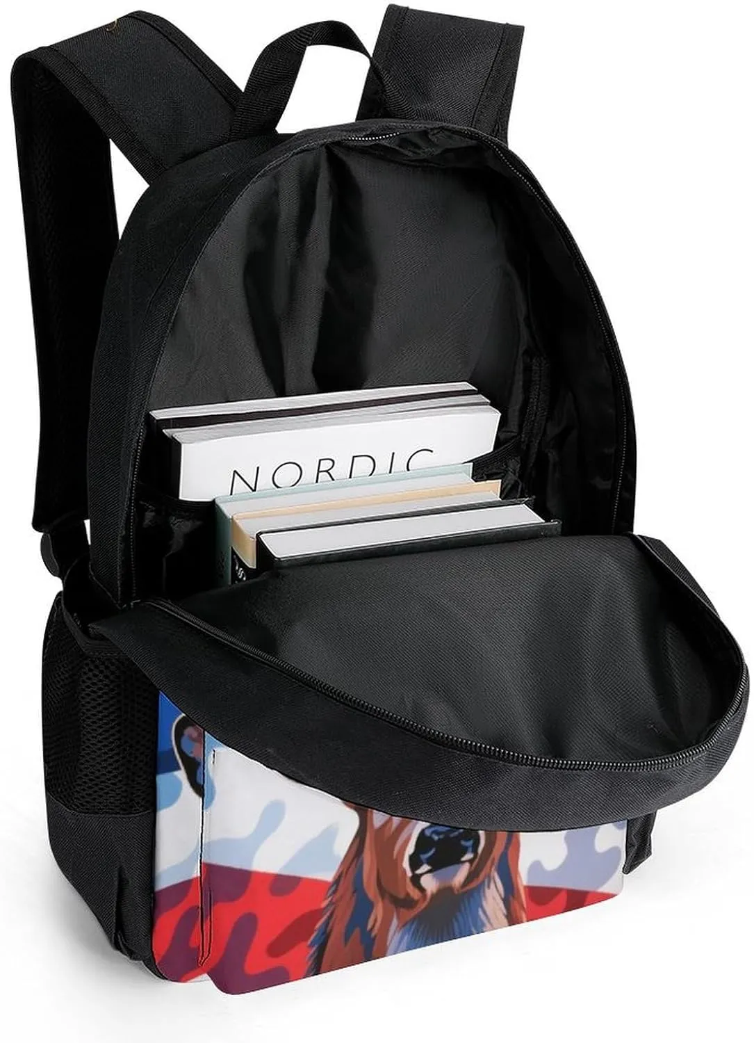 American Flag Camo Deer Camouflage Art Rucksacks Polyester Anti-Theft Multipurpose Carry On Bag Large Capacity Gym Outdoor Hiking Backpack With Smooth Zippers