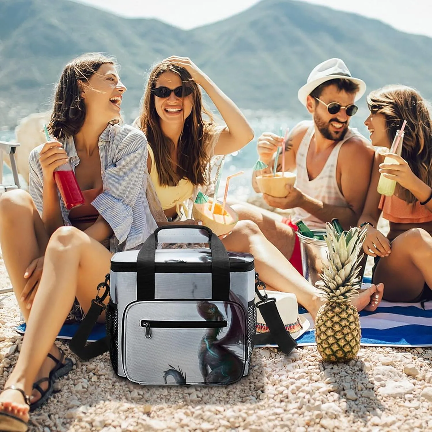 American Flag Sunburst 22.5L Waterproof Soft Cooler Bag USA Stars Stripes Insulated Lunch Box for Camping Fishing Beach Road Trips