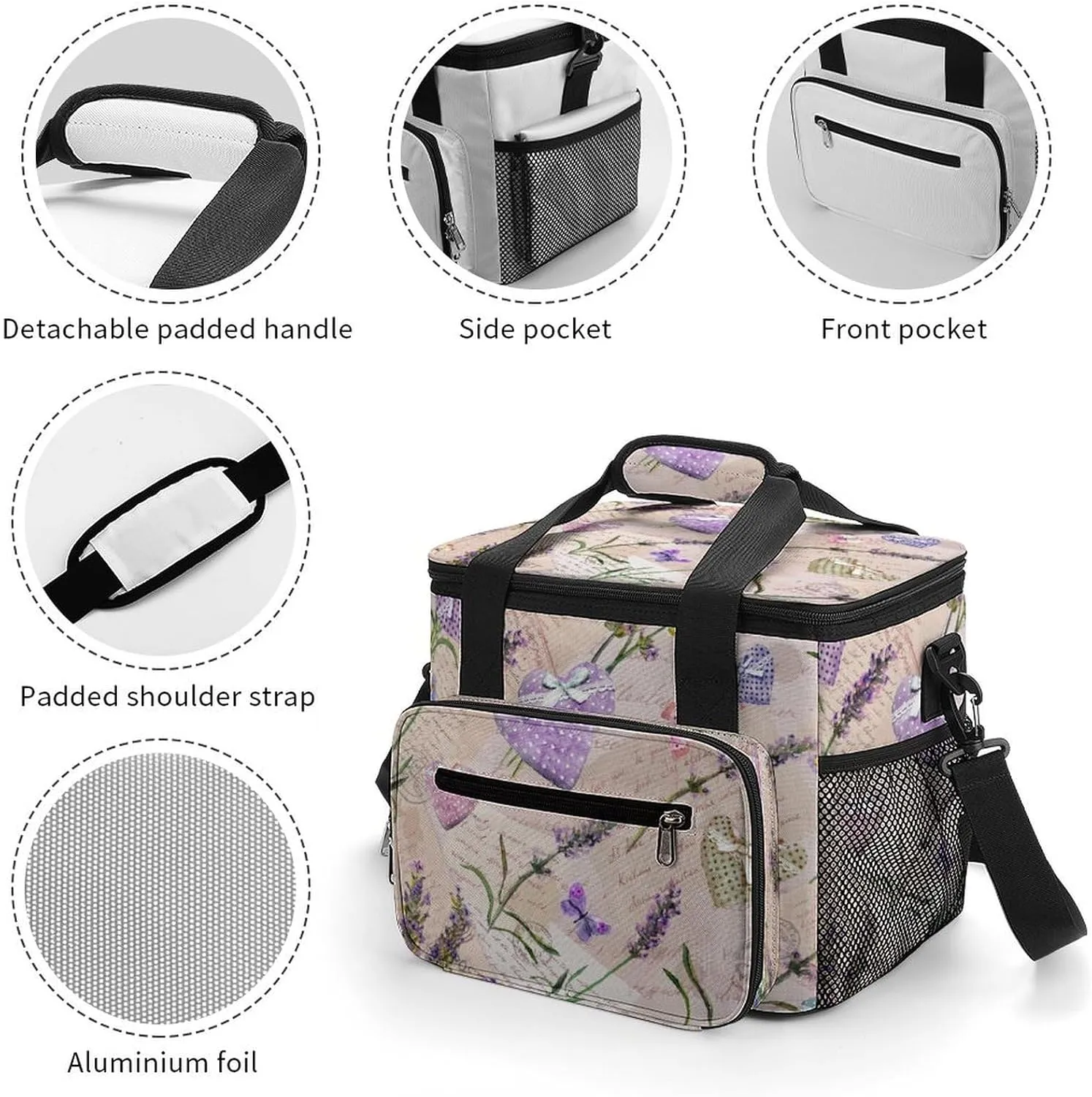 Anchor Flower Stripe 22.5L Insulated Camping Coolers Bag Summer Ocean Large Leakproof Ice Chest for Beach Travel Picnic