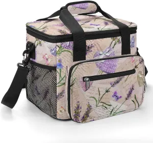 Anchor Flower Stripe 22.5L Insulated Camping Coolers Bag Summer Ocean Large Leakproof Ice Chest for Beach Travel Picnic