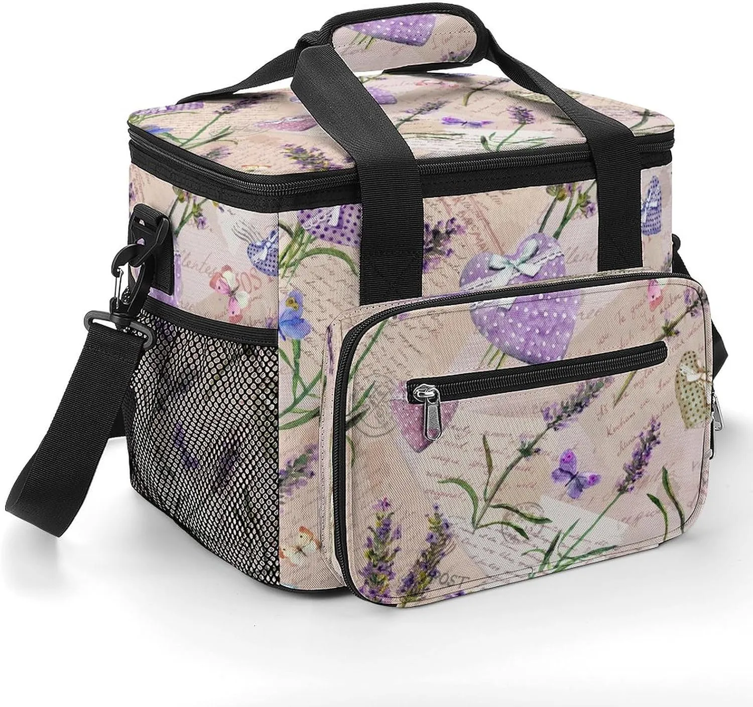 Anchor Flower Stripe 22.5L Insulated Camping Coolers Bag Summer Ocean Large Leakproof Ice Chest for Beach Travel Picnic