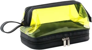 Angoily Transparent Cosmetic Bag Portable Travel Makeup Stand, Yellow, 22.5X16.5X12.5CM