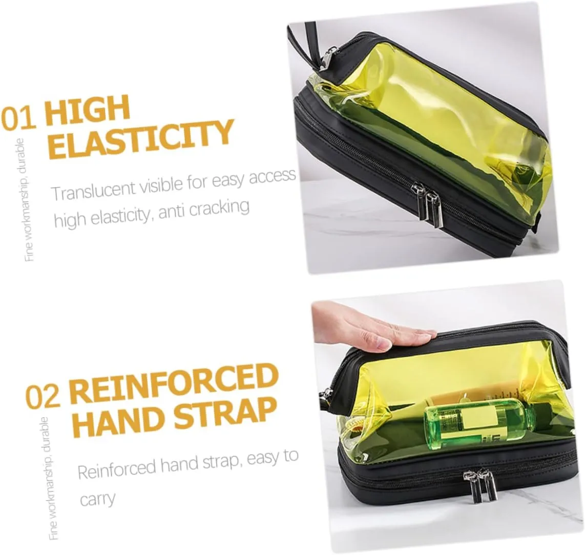 Angoily Transparent Cosmetic Bag Portable Travel Makeup Stand, Yellow, 22.5X16.5X12.5CM