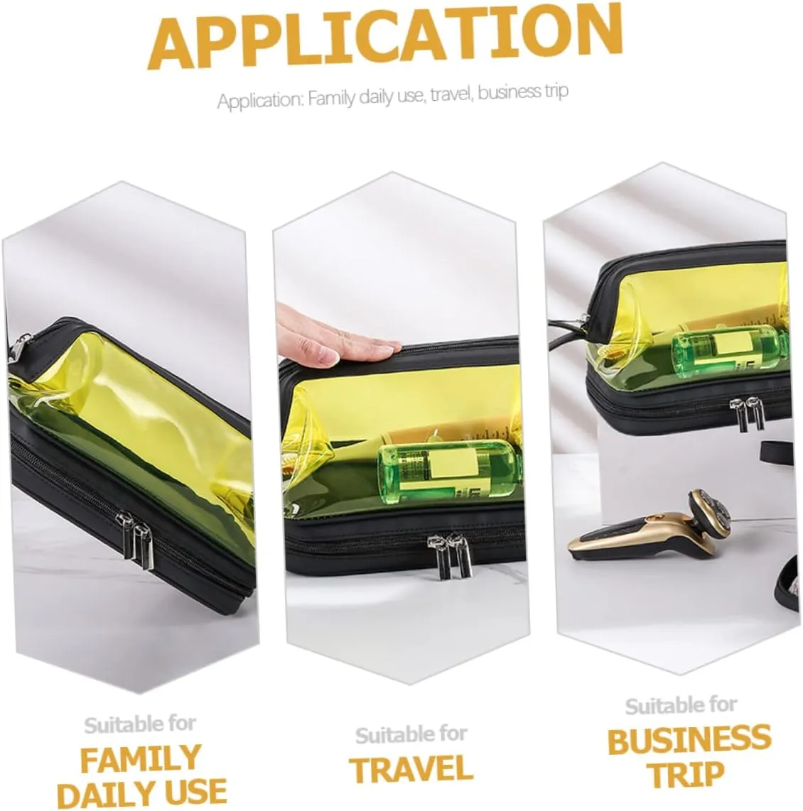 Angoily Transparent Cosmetic Bag Portable Travel Makeup Stand, Yellow, 22.5X16.5X12.5CM