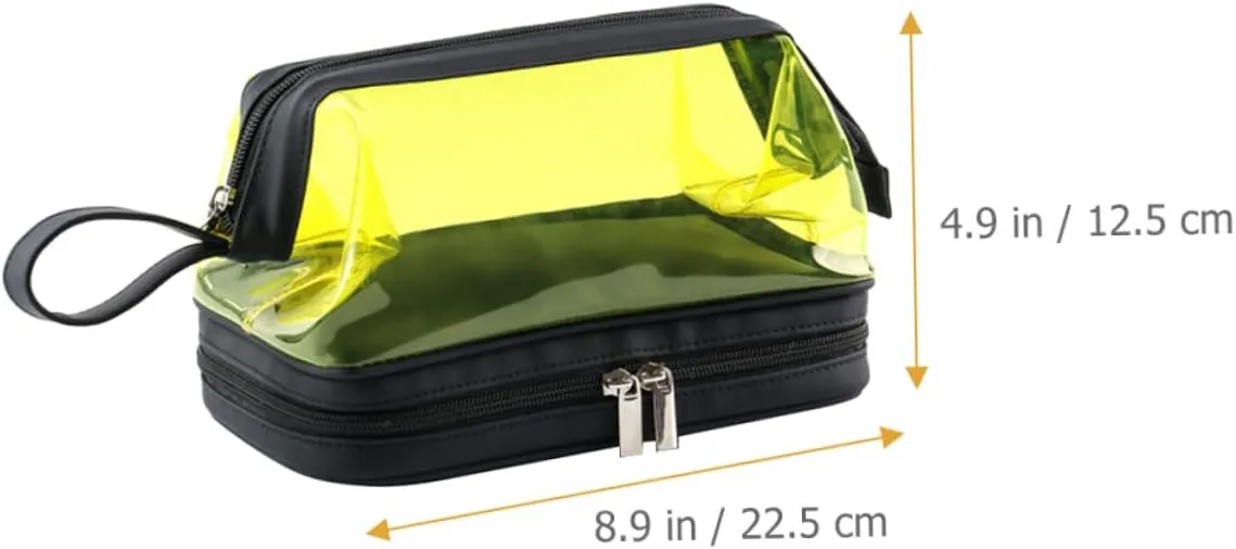 Angoily Transparent Cosmetic Bag Portable Travel Makeup Stand, Yellow, 22.5X16.5X12.5CM