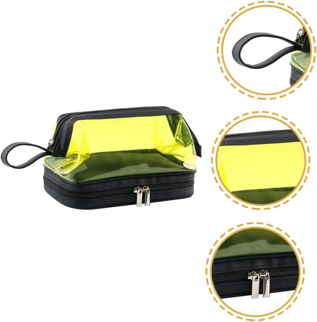 Angoily Transparent Cosmetic Bag Portable Travel Makeup Stand, Yellow, 22.5X16.5X12.5CM