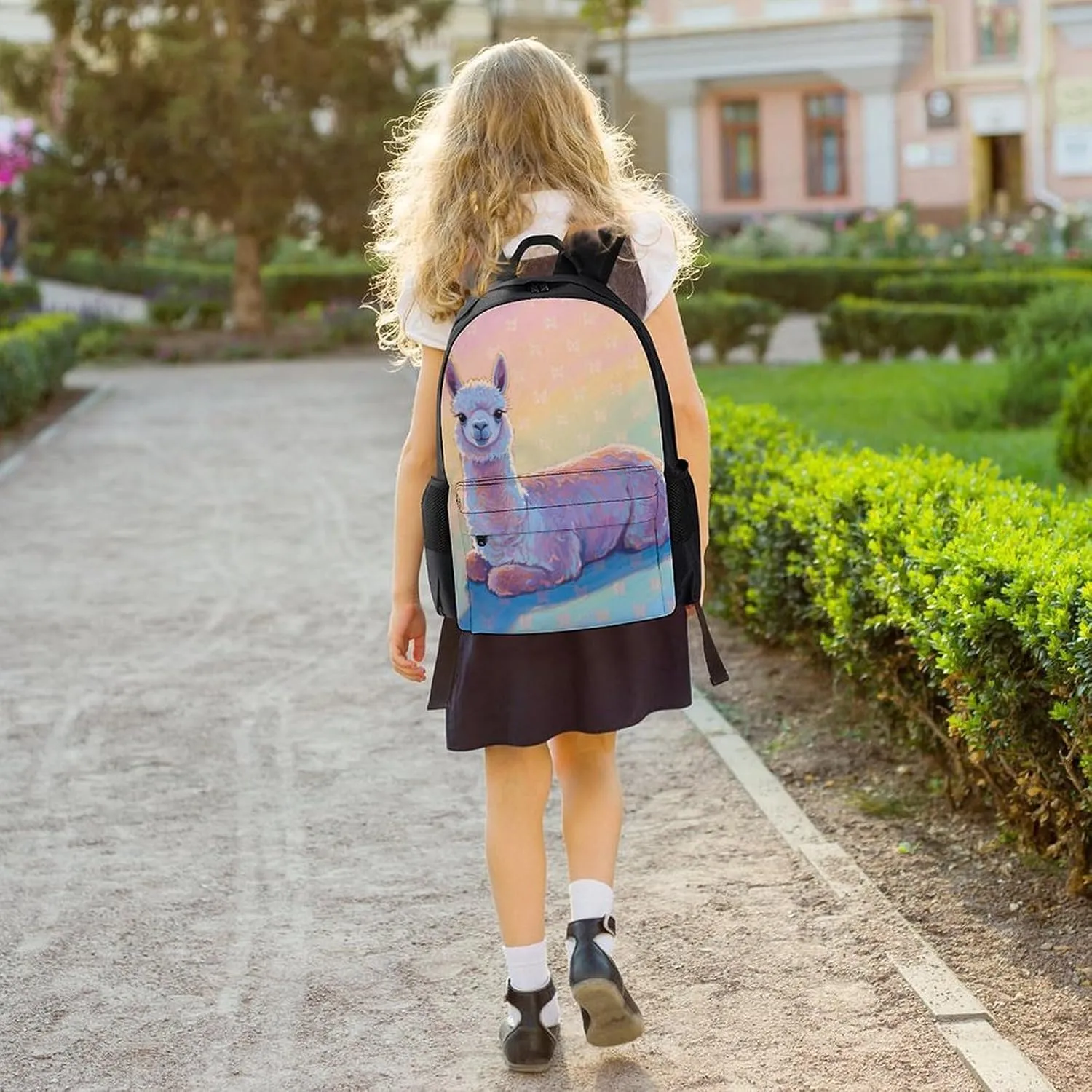 Animals Llama Art Rucksack Polyester Anti-Theft Multipurpose Carry On Bag Large Capacity Travel and Sport Backpack Rucksack With Smooth Zippers