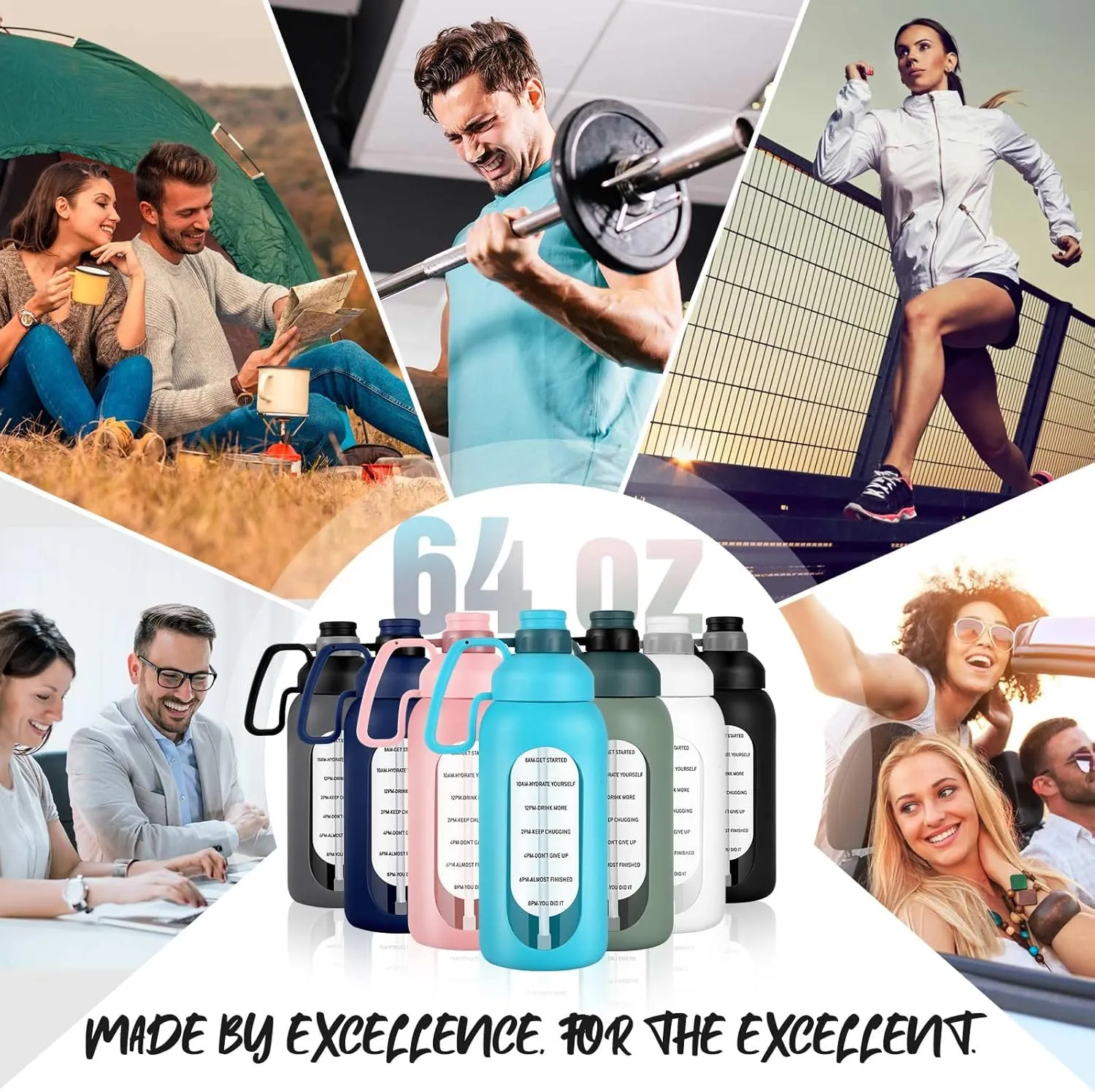 Aqulea Glass Water Bottles - 64 Oz Big Bottle with Straw, Pregnancy Tracker, Leakproof Gym Bottle with Sleeve, Water Jug with Time Marker