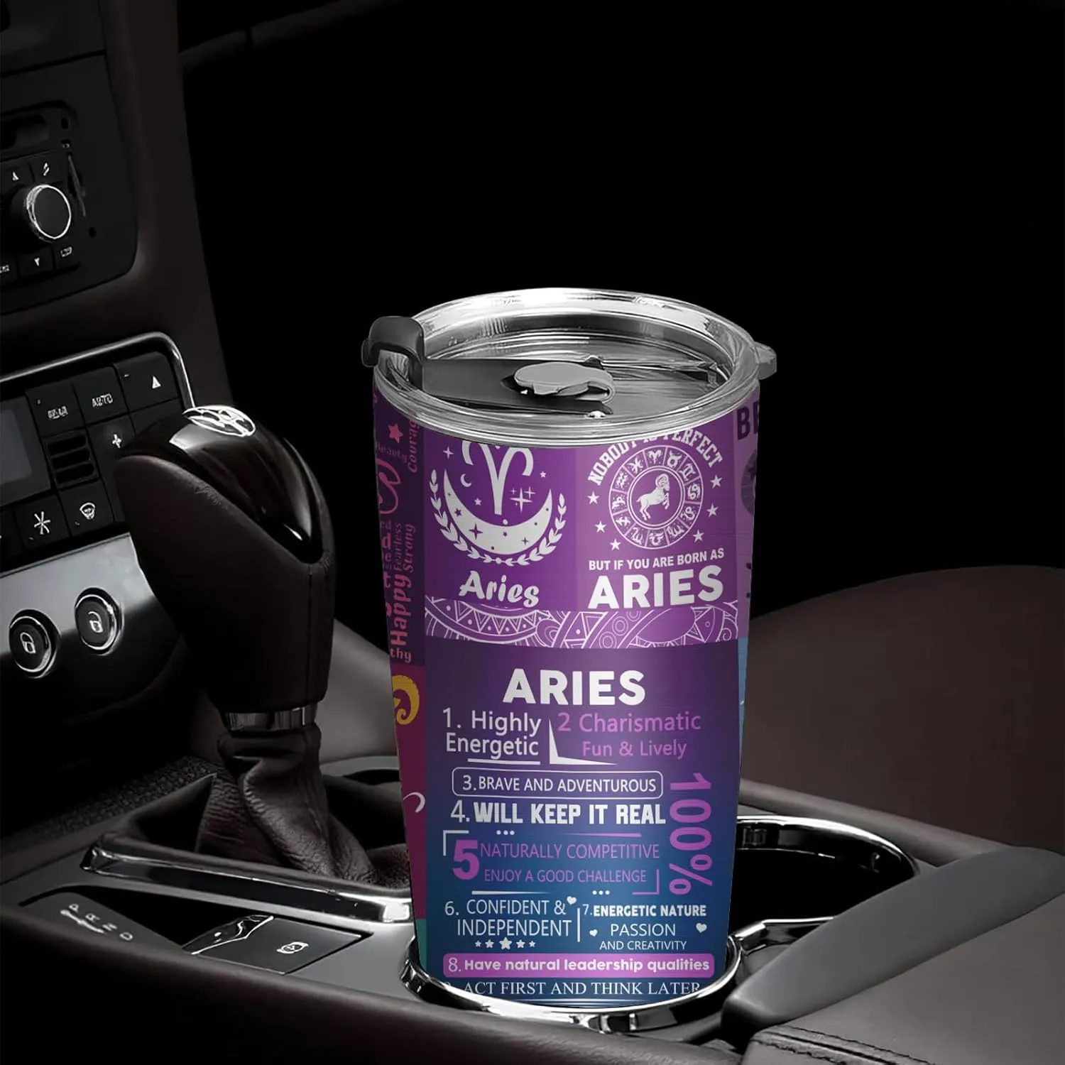 Aries Zodiac Tumbler - Birthday Gift for Women, Astrology Gothic Witchy Cup, Constellation Insulated Coffee Mug With Lid, 20 OZ