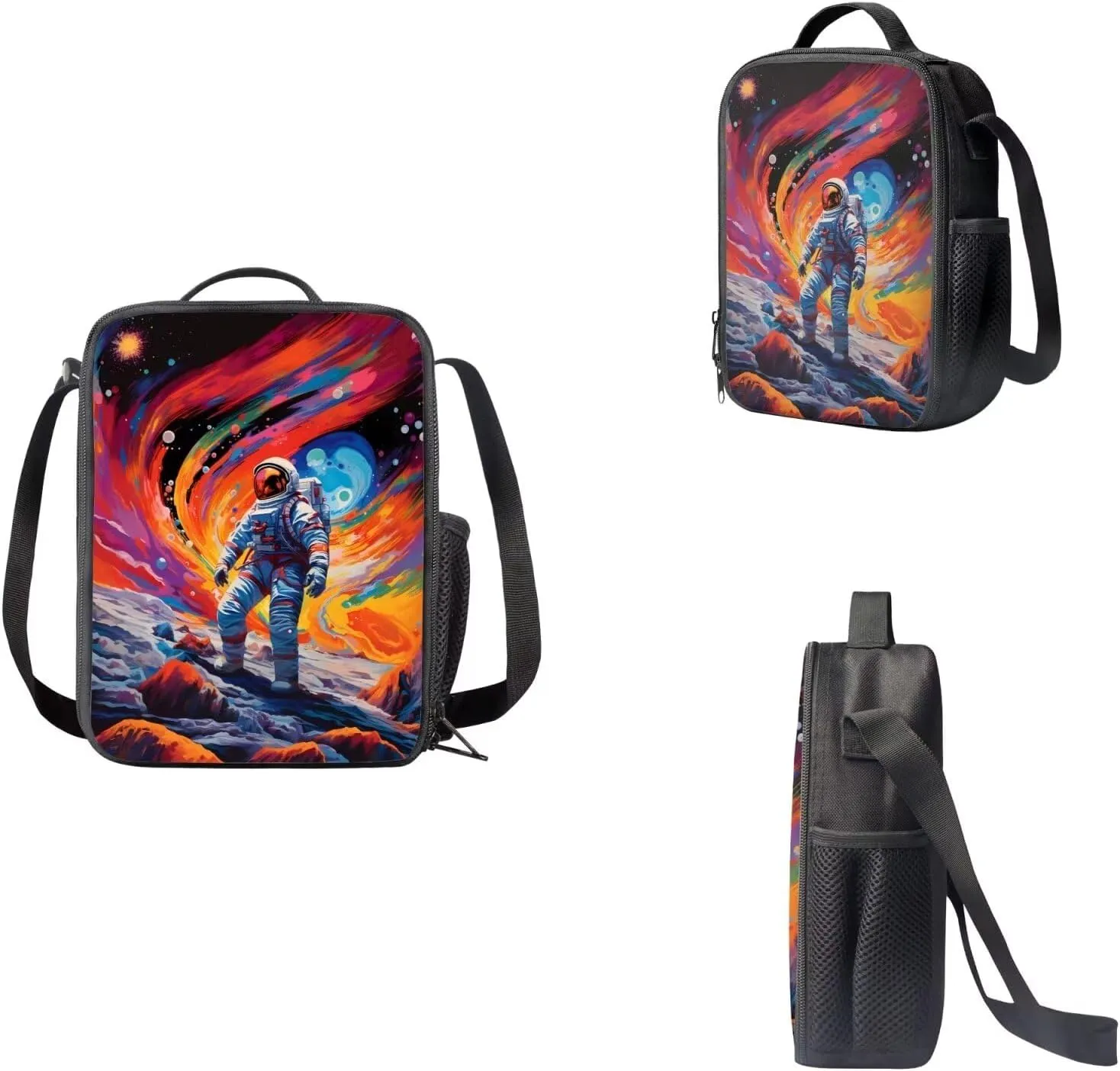 Astronaut School Bags for Boys, 6-8 Kindergarten Backpack for Girls 3 Pcs Set Lightweight Kids Bookbag with Lunch Tote Bag and Pencil Bag