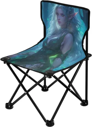 Attractive Elf Woman Fantasy Art Style Collapsible Camping Chairs for Adults Ultra Lightweight Backpacking Camp Chair Carry Bag Included Hiking Chair for Indoor Hiking
