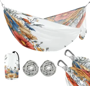 ATTX Colorful Wildflowers Camping Hammock - Lightweight & Portable Hammocks, Heavy Duty 330lbs Capacity for Indoor, Hiking, Backpacking, Travel, Backyard, Beach#367