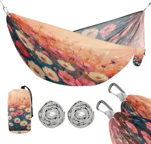 ATTX Daisies Painting Camping Hammock - Lightweight & Portable Hammocks, Heavy Duty 330lbs Capacity for Indoor, Hiking, Backpacking, Travel, Backyard, Beach#378