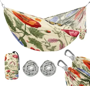 ATTX Watercolor Flowers Camping Hammock - Lightweight & Portable Hammocks, Heavy Duty 330lbs Capacity for Indoor, Hiking, Backpacking, Travel, Backyard, Beach#324