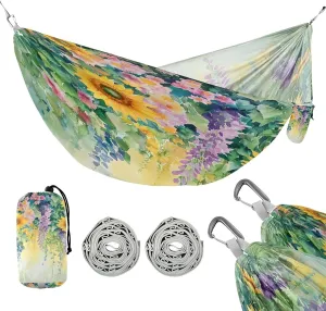 ATTX Watercolor Sunflowers Painting Camping Hammock - Lightweight & Portable Hammocks, Heavy Duty 330lbs Capacity for Indoor, Hiking, Backpacking, Travel, Backyard, Beach#561