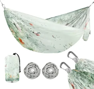 ATTX Watercolor Wildflowers Camping Hammock - Lightweight & Portable Hammocks, Heavy Duty 330lbs Capacity for Indoor, Hiking, Backpacking, Travel, Backyard, Beach#563
