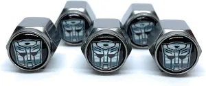 Autobots Decepticons - Premium Universal and Durable Metal Valve Stem Covers (5-Pack): Compatible with Cars, SUV's, Trucks, Motorcycles & Bikes, Hexagonal Design & Rubber Seal.