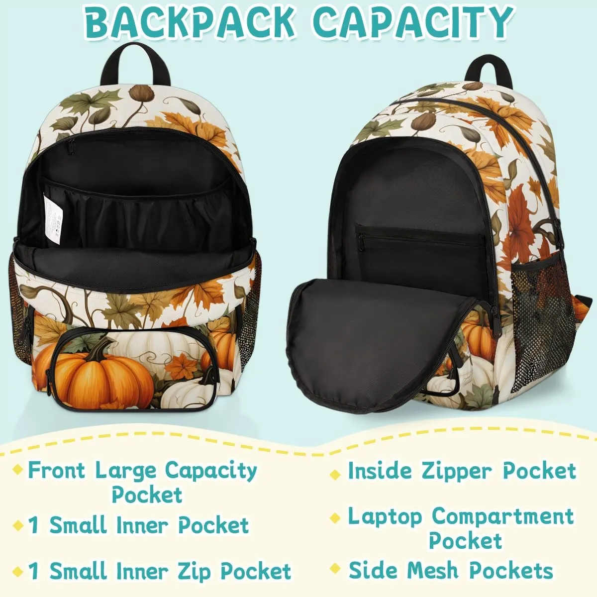 Autumn Carry on Travel Backpack for Women Men Water resistant Lightweight Rucksack Backpack for Weekender Casual Work Hiking Fall