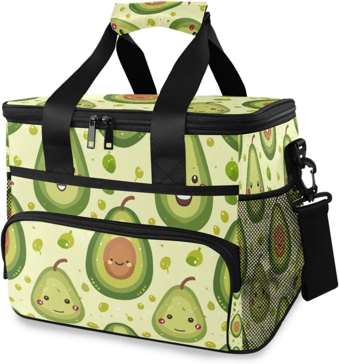 Avocado Tropical Fruits Cooler Bag Insulated Cooler Soft Sided Cooler 24 Can Portable Picnic Bag Large Leakproof Lunch Bag Box for Beach Grocery Camping Travel Car Men Women