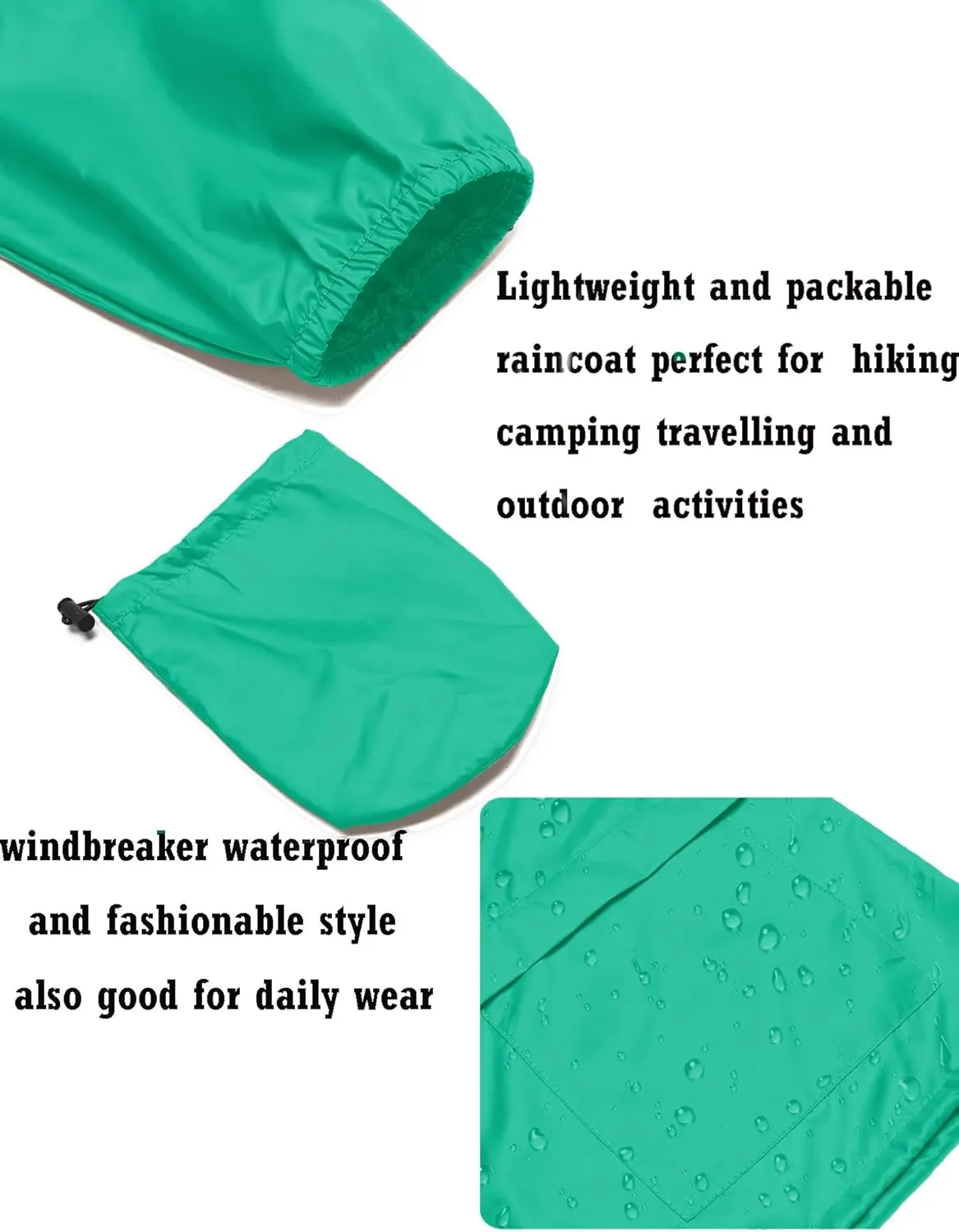 Avoogue Plus Size Raincoat Women Waterproof Rain Jacket Packable Outdoor Hooded Windbreaker