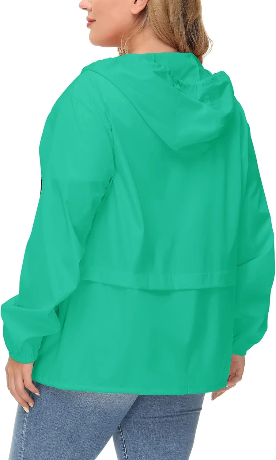 Avoogue Plus Size Raincoat Women Waterproof Rain Jacket Packable Outdoor Hooded Windbreaker