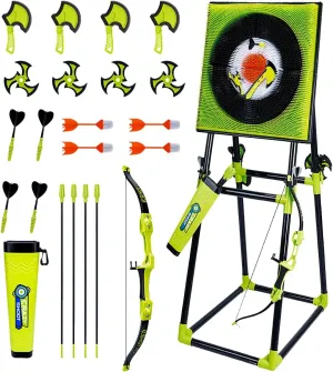 Axe Throwing Game for Backyard Bow and Arrow Target Stand Throwing Hatchet Set with Boards Ax Throwing Game Set for Adults Lawn Darts Outdoor Game Deluxe Archery Targets for Backyard