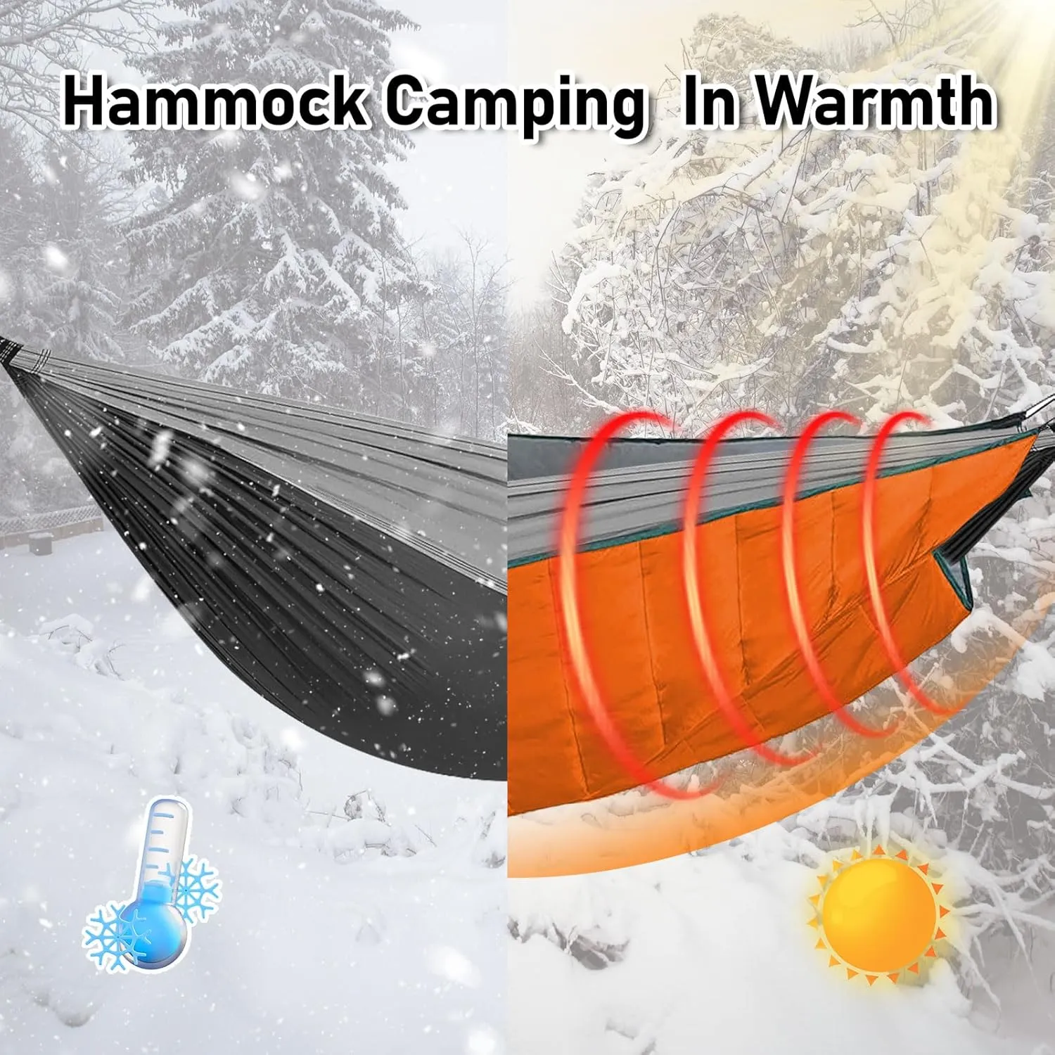 AYAMAYA Single & Double Hammock Underquilt Full Length Big Size Under Quilts for Hammocks, Camping Backpacking Essential, Winter Cold Weather Warm UQ Blanket Bottom Insulation