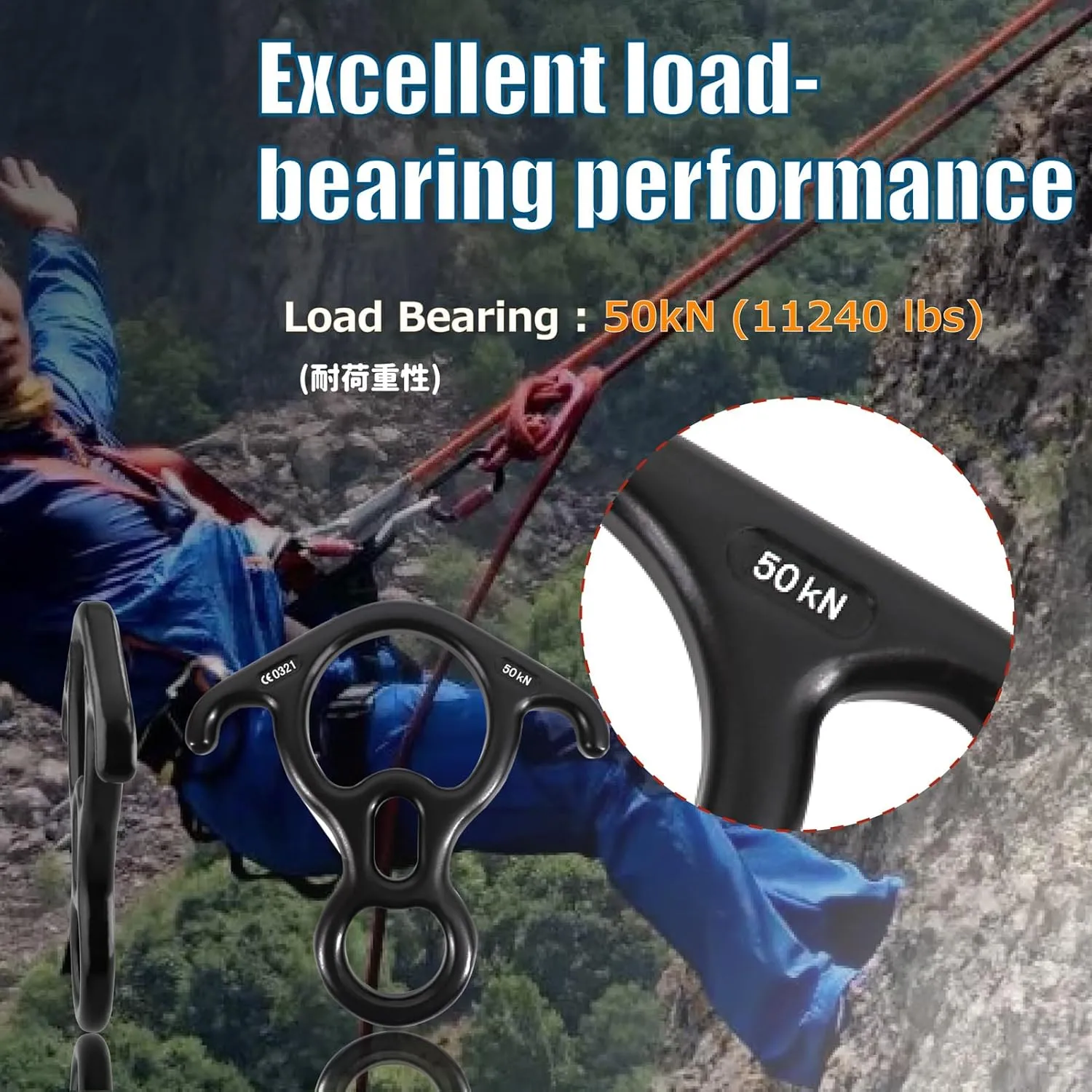 Azarxis 35 kN 50 kN Climbing Rescue Figure 8 Descender Large Bent-Ear Rigging Plate Heavy Duty & High Strength Rappel Device Equipment for Rappelling Belaying Tree Climbing Aerial Silks Rigging