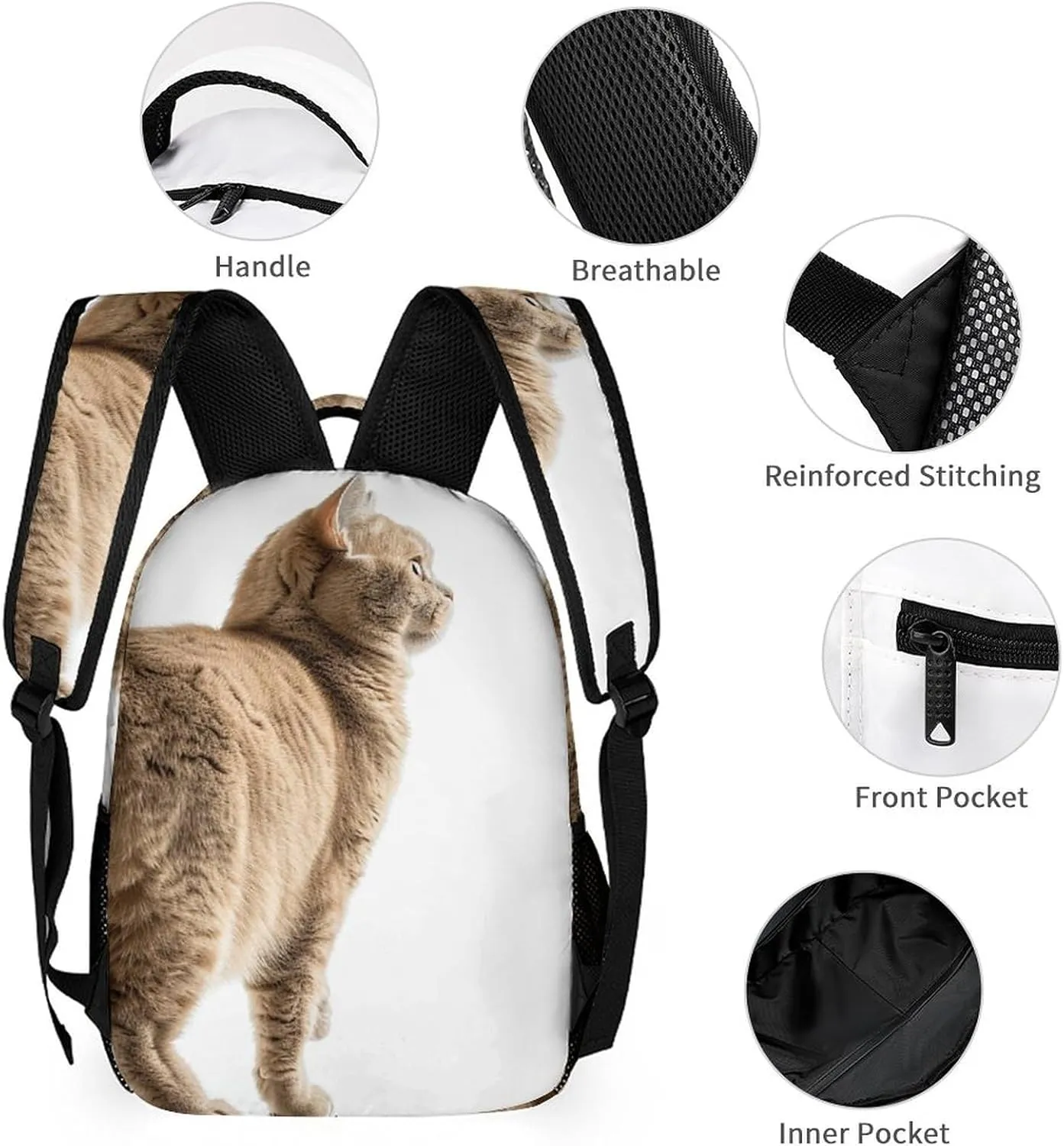 Backpack for Men Women Laptop Backpack Light Brown Cat Casual Daypack Laptop Bag for Travel