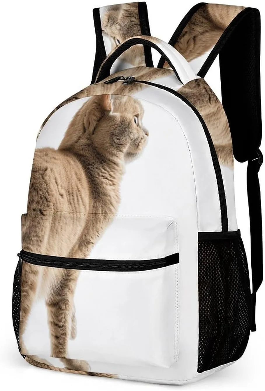 Backpack for Men Women Laptop Backpack Light Brown Cat Casual Daypack Laptop Bag for Travel