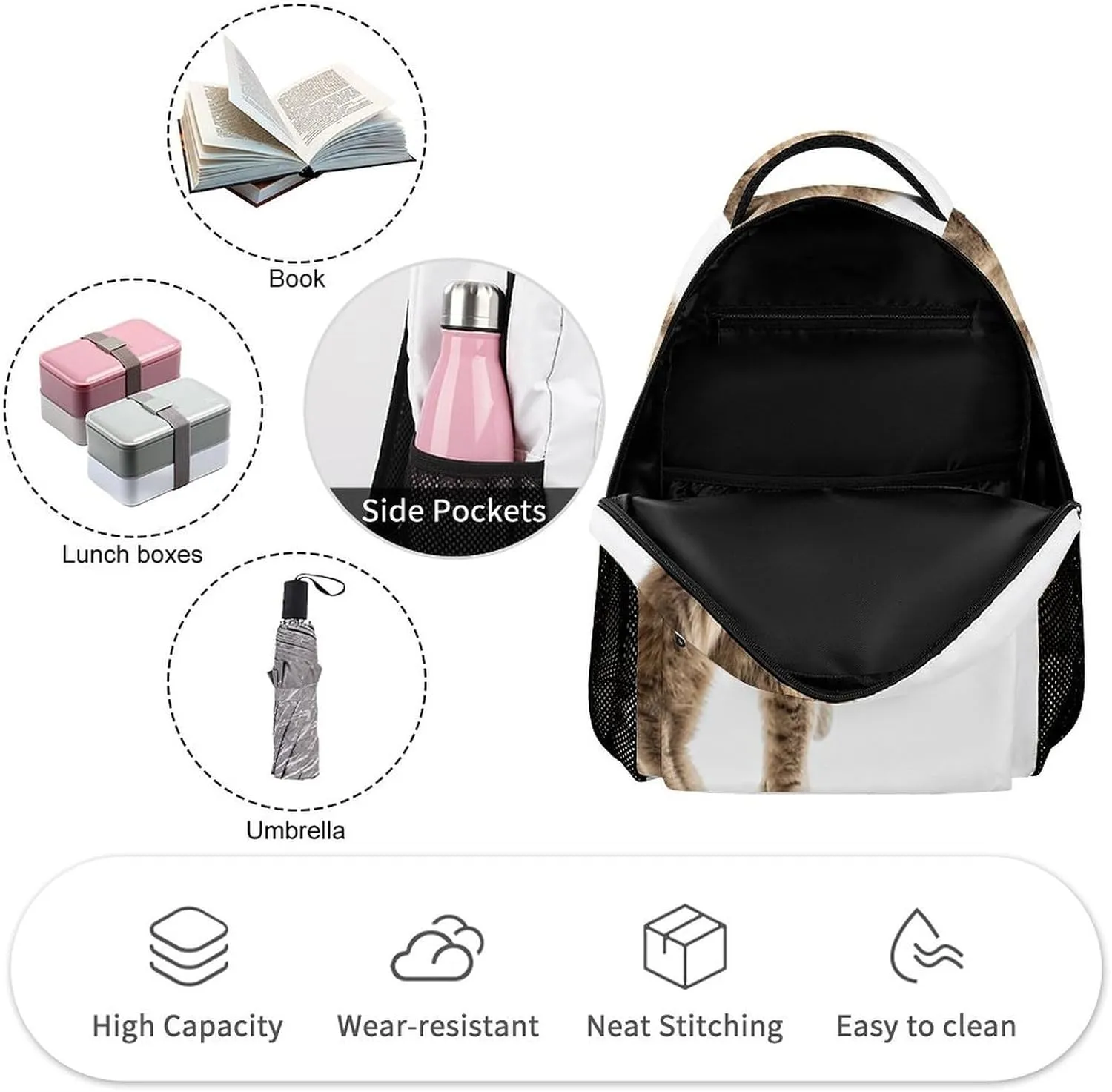 Backpack for Men Women Laptop Backpack Light Brown Cat Casual Daypack Laptop Bag for Travel