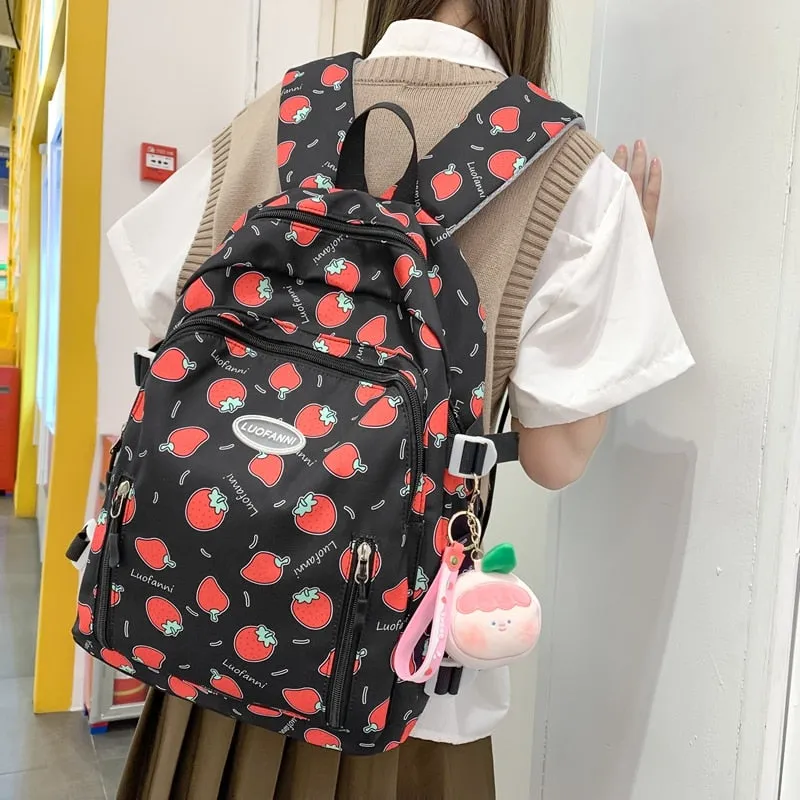 Backpack Strawberry Print Easy returns Waterproof Excellent reviews