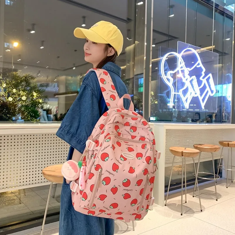 Backpack Strawberry Print Easy returns Waterproof Excellent reviews