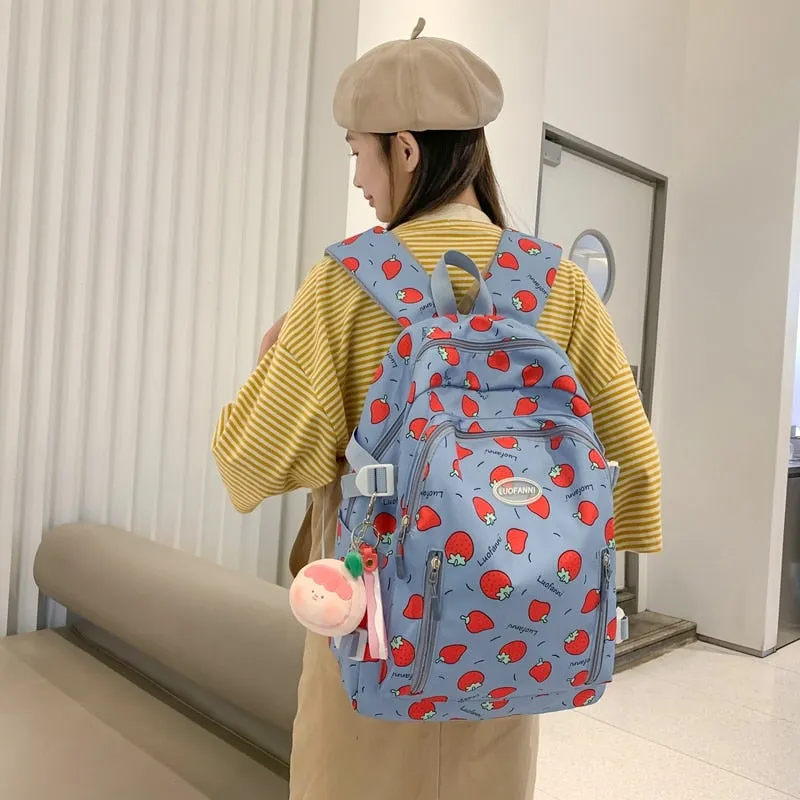 Backpack Strawberry Print Easy returns Waterproof Excellent reviews