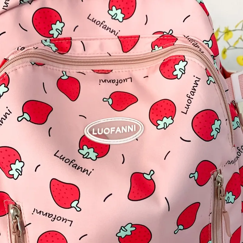 Backpack Strawberry Print Easy returns Waterproof Excellent reviews