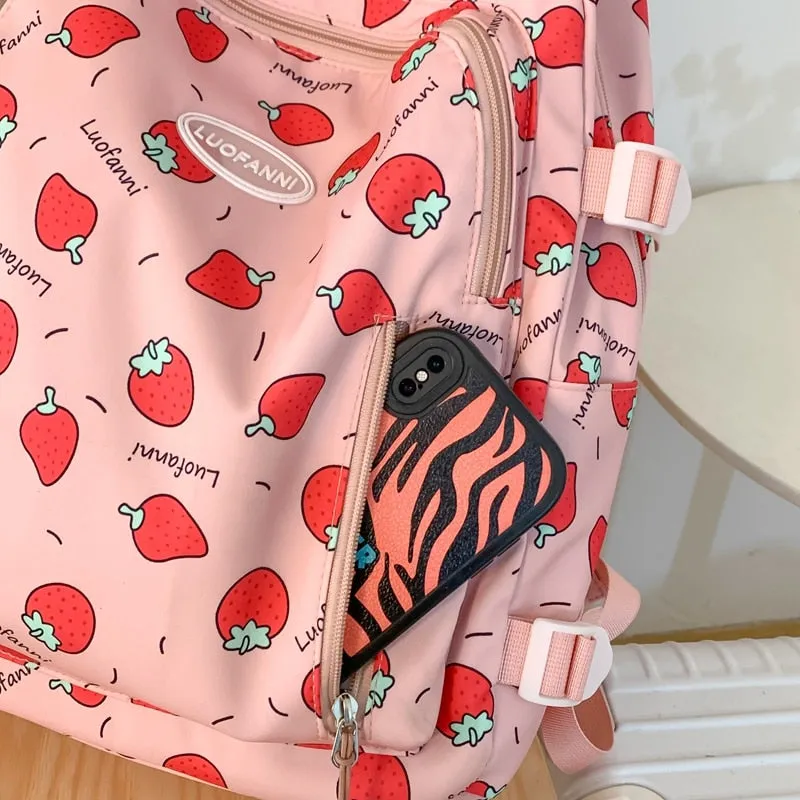 Backpack Strawberry Print Easy returns Waterproof Excellent reviews