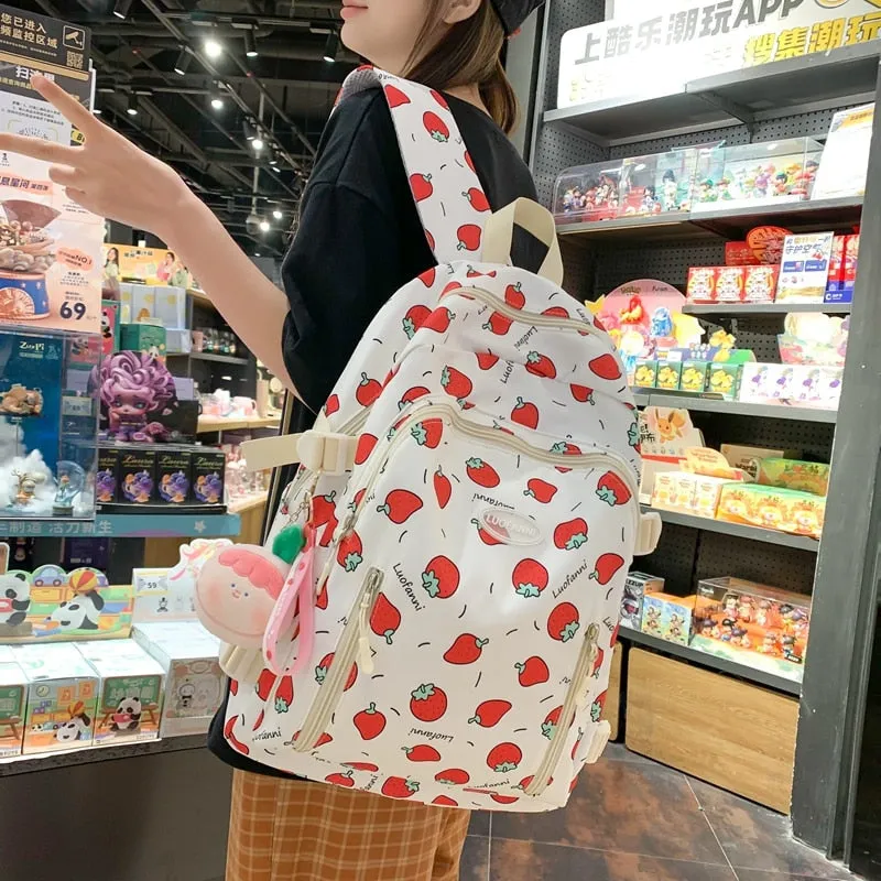 Backpack Strawberry Print Easy returns Waterproof Excellent reviews