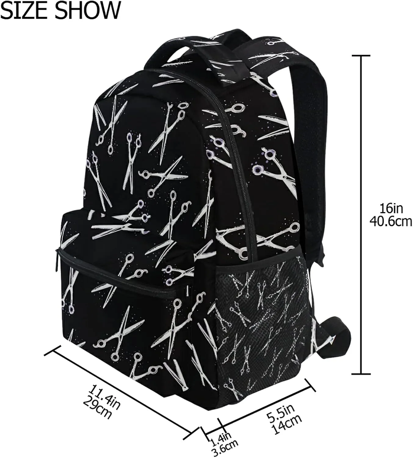 Backpack Travel Hair Stylist Hairdressing Scissors Print School Bookbags Shoulder Laptop Daypack College Bag for Womens Mens Boys Girls