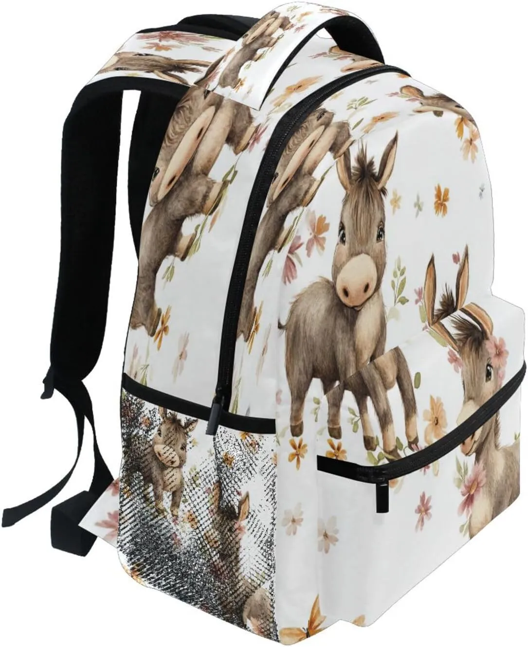 Backpacks for Teens Boys Girls Fashion Travel Laptop Backpack with Chest Strap for College Work Cute Donkey White