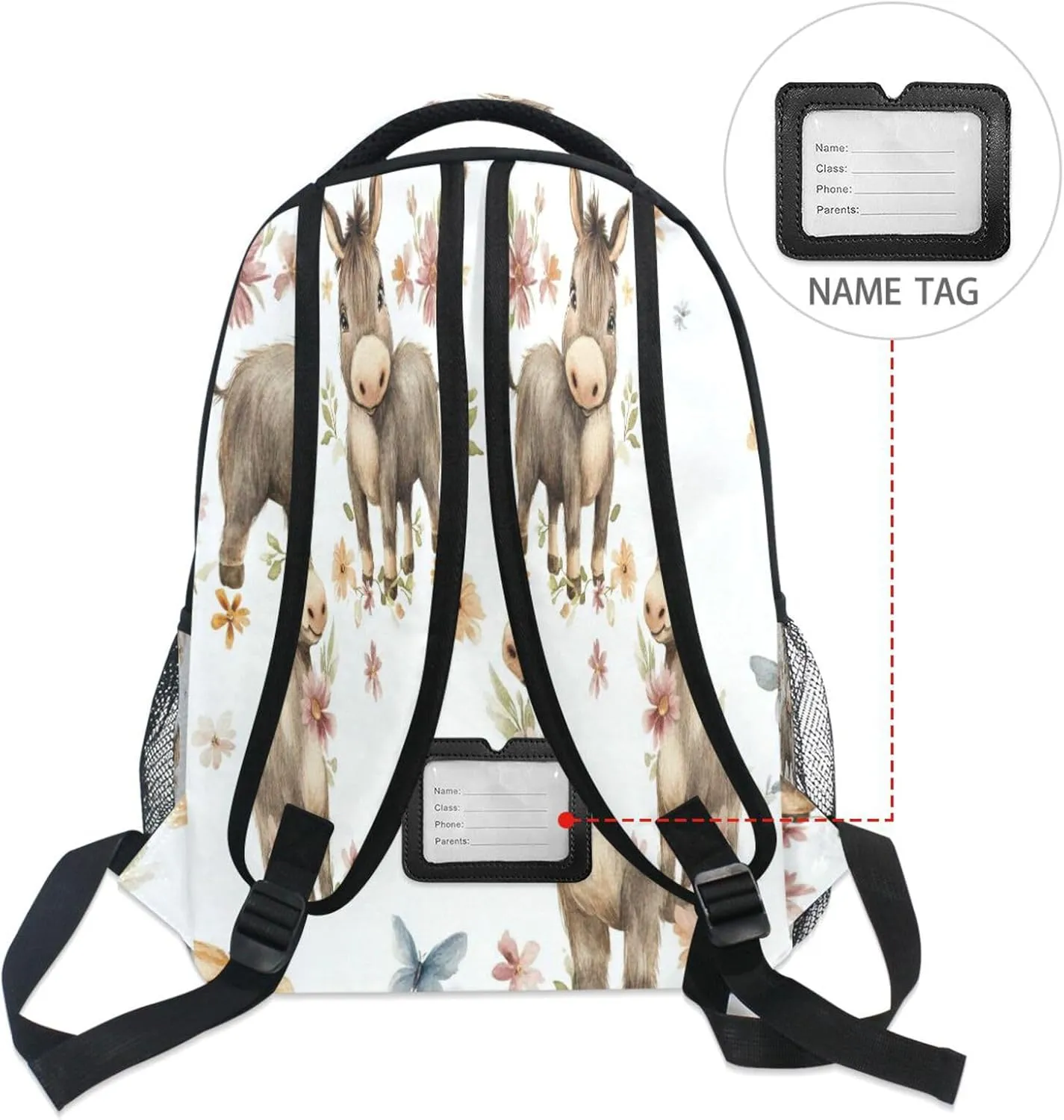 Backpacks for Teens Boys Girls Fashion Travel Laptop Backpack with Chest Strap for College Work Cute Donkey White