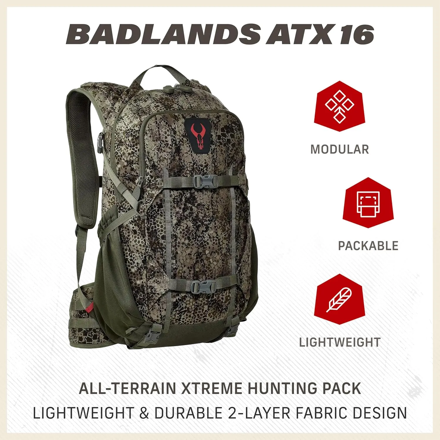 Badlands ATX 16 Hunting Pack - All-Terrain Xtreme Tactical Backpack, Lightweight, Water Resistant, Approach OG