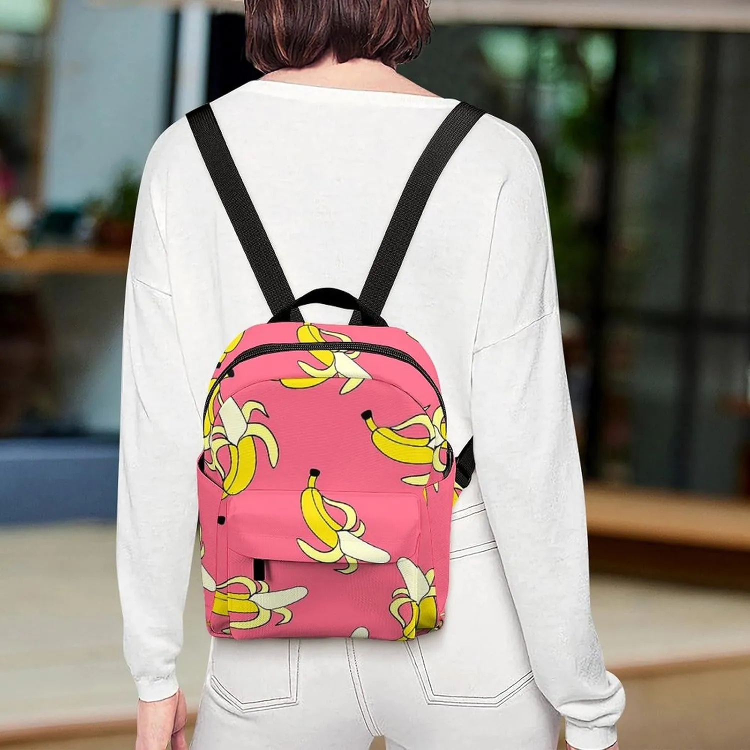 Banana Pattern Casual Women's Backpack, Lightweight, Waterproof, Versatile Daily Bag