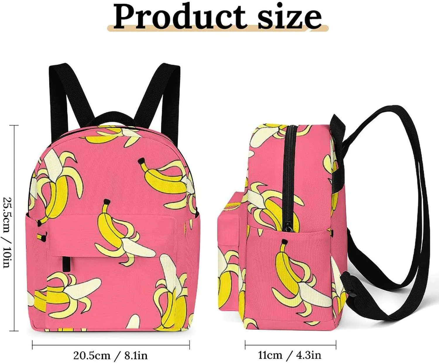 Banana Pattern Casual Women's Backpack, Lightweight, Waterproof, Versatile Daily Bag