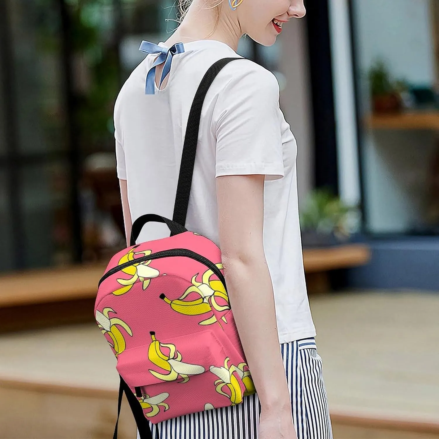 Banana Pattern Casual Women's Backpack, Lightweight, Waterproof, Versatile Daily Bag