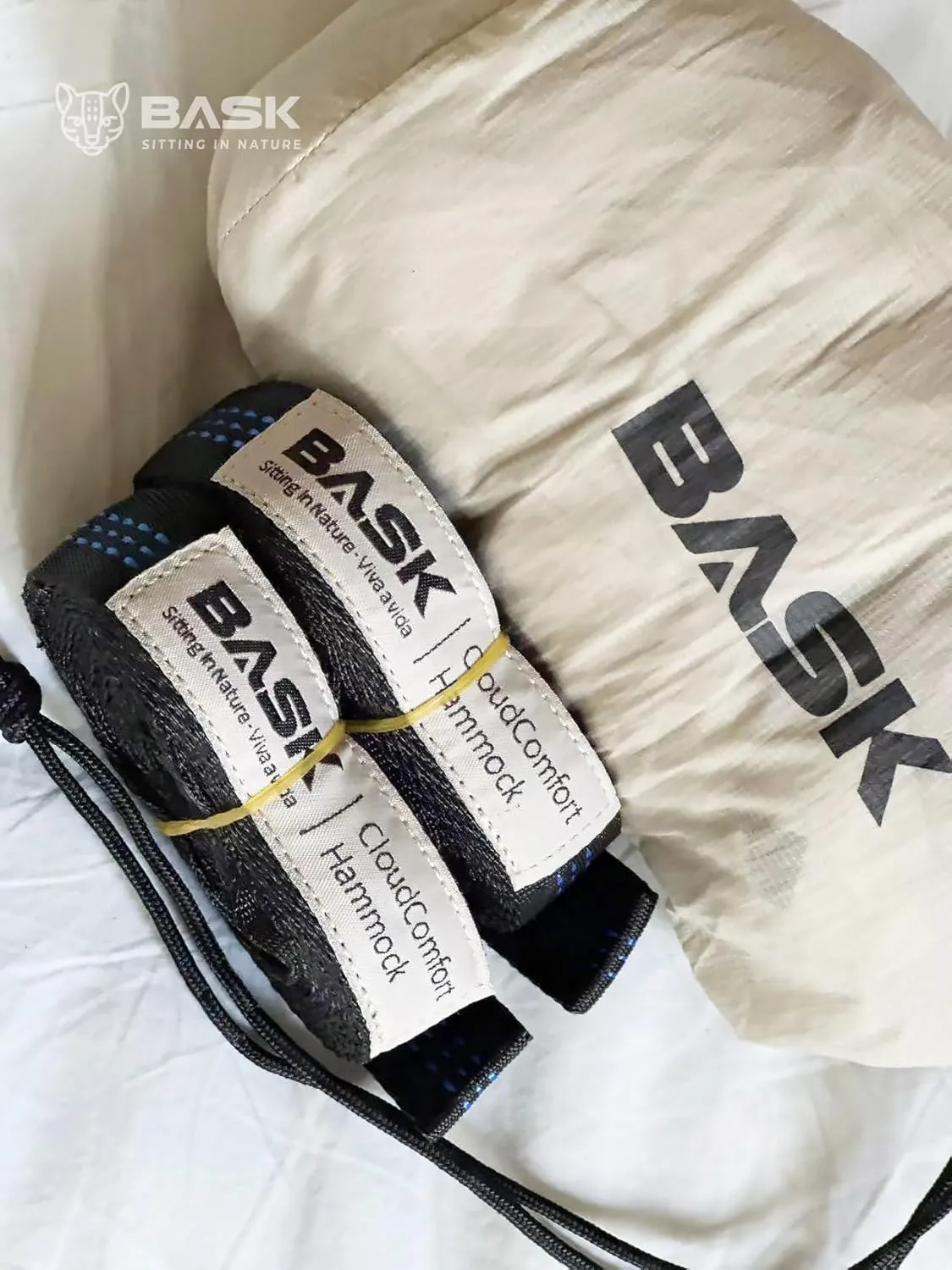 BASK Ultralight Portable Single Hammock with High Strength Straps – High Performance, Comfortable and Breathable Material 20DNylon for Camping, Backpacking,Travel,and Garden – up to 330lbs