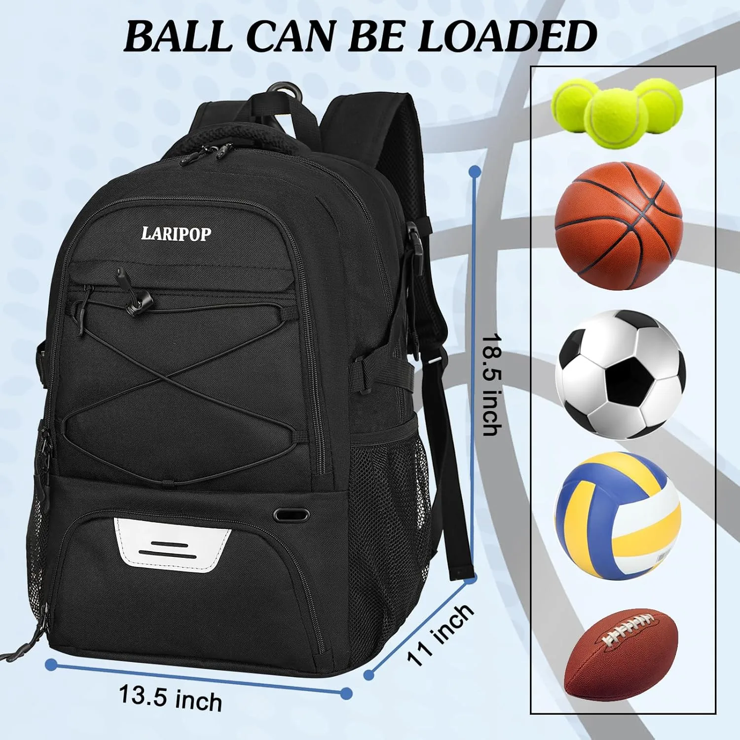 Basketball Bag Backpack with Ball Holder Shoes Compartment, Elite Backpack-Large Basketball Accessories Sports Bag
