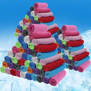 BBTO 80 Pcs 32 x 12 Inch Microfiber Ice Towel, Cooling Cold Towel for Neck and Face Breathable Chilly for Yoga, Sport, Gym, Workout, Camping and More Activities (Multicolor)