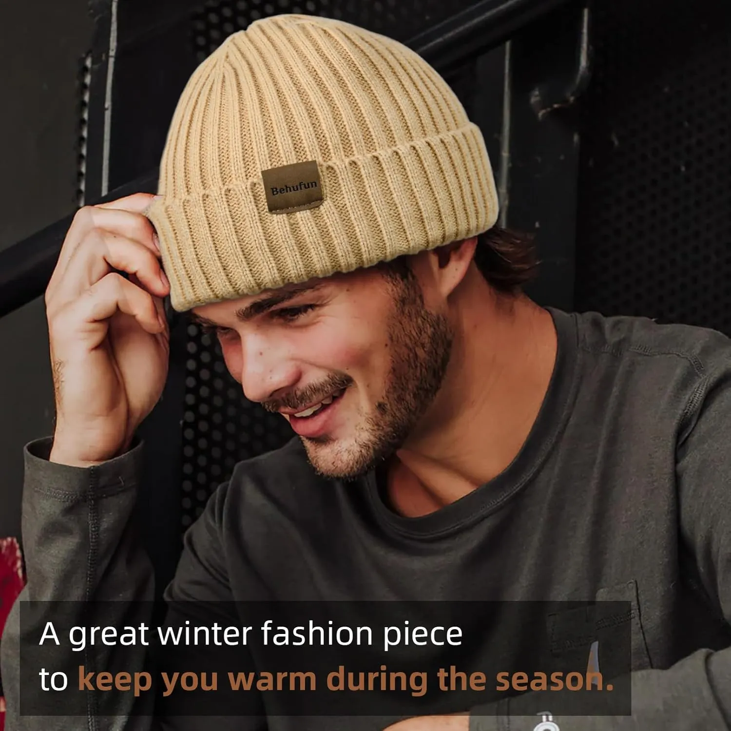 Beanies Hats Men 3 Pack, Unisex Beanie for Men Women, Warm Soft Polar Fleece Lining Thick Knit Cuff Winter Hat