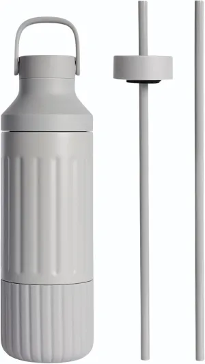 BEAST Health® Stainless Steel Water Bottle, 22 oz, Insulated Stainless Steel, Leak-Proof, Reusable Straw System, Portable Carry Cap, BPA-Free, Dishwasher Safe (Pebble Grey)