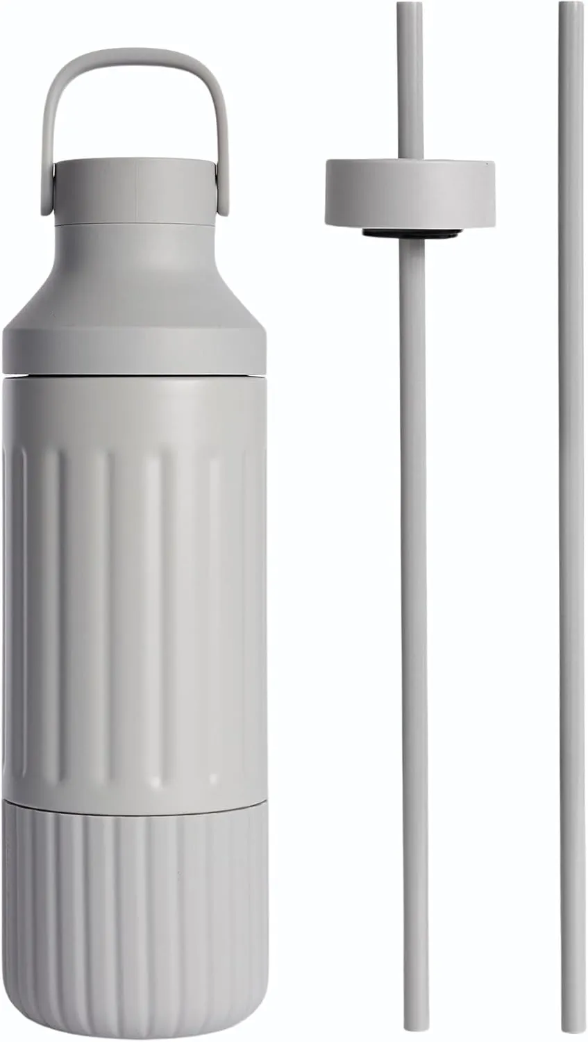 BEAST Health® Stainless Steel Water Bottle, 22 oz, Insulated Stainless Steel, Leak-Proof, Reusable Straw System, Portable Carry Cap, BPA-Free, Dishwasher Safe (Pebble Grey)